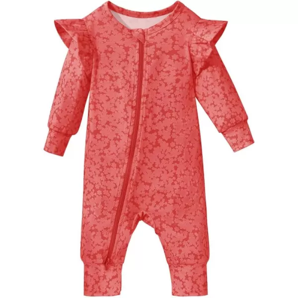 Haloumoning Newborn Baby Girl Floral Two Way Zipper Bodysuit Infant Rompers Clothes