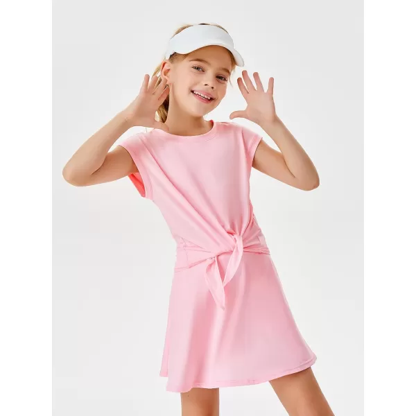 Haloumoning Girls 2 Piece Athletic Short Sets Dry Fit Tie Knot Tank Tops and Flowy Skorts Summer Outfits 4-14 Years