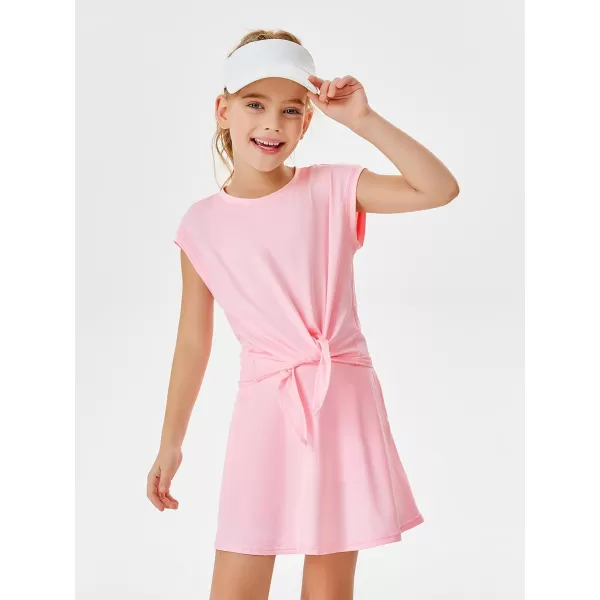 Haloumoning Girls 2 Piece Athletic Short Sets Dry Fit Tie Knot Tank Tops and Flowy Skorts Summer Outfits 4-14 Years
