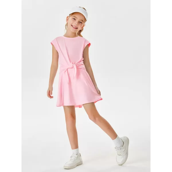 Haloumoning Girls 2 Piece Athletic Short Sets Dry Fit Tie Knot Tank Tops and Flowy Skorts Summer Outfits 4-14 Years