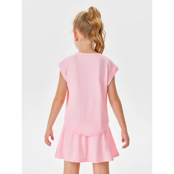 Haloumoning Girls 2 Piece Athletic Short Sets Dry Fit Tie Knot Tank Tops and Flowy Skorts Summer Outfits 4-14 Years
