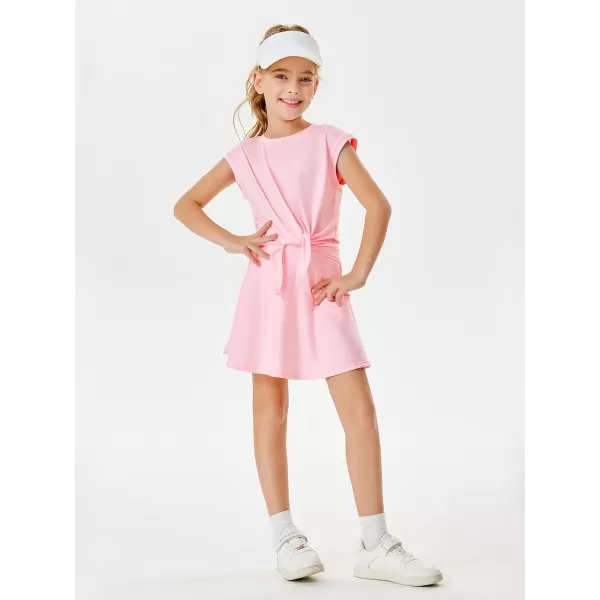 Haloumoning Girls 2 Piece Athletic Short Sets Dry Fit Tie Knot Tank Tops and Flowy Skorts Summer Outfits 4-14 Years