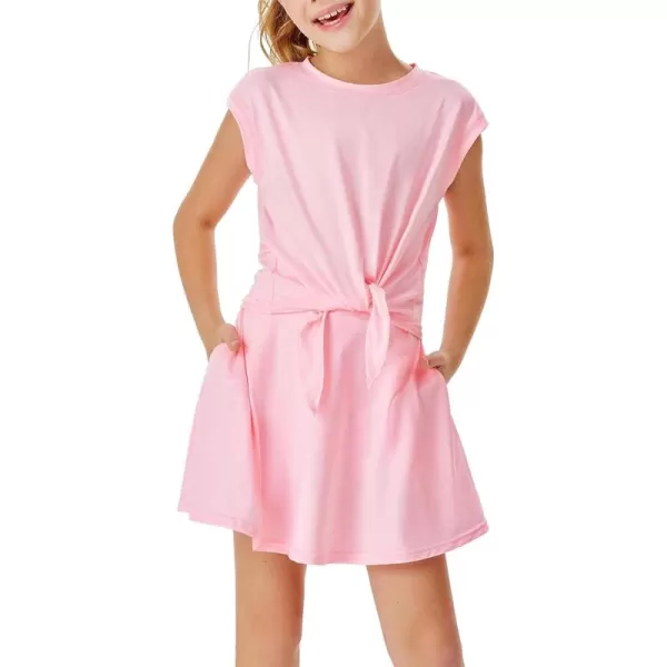 Haloumoning Girls 2 Piece Athletic Short Sets Dry Fit Tie Knot Tank Tops and Flowy Skorts Summer Outfits 4-14 Years