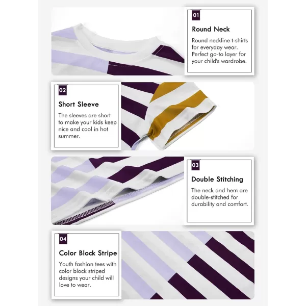 Haloumoning Boys Short Sleeve T Shirts Crew Neck Striped Fashion Tees Tops Little Big Kids