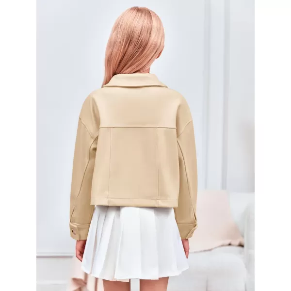 Haloumoning Girls Wool Blend Jackets Kids Fall Fashion Button Down Lapel Outerwear with Pockets 5-14 Years