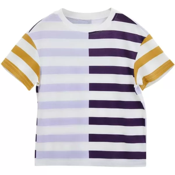 Haloumoning Boys Short Sleeve T Shirts Crew Neck Striped Fashion Tees Tops Little Big Kids