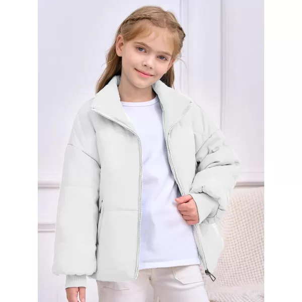 Haloumoning Girls Long Sleeve Zipper Puffer Jacket Quilted Full-Zip Lightweight Coat Winter Outerwear with Pockets 5-14 Years