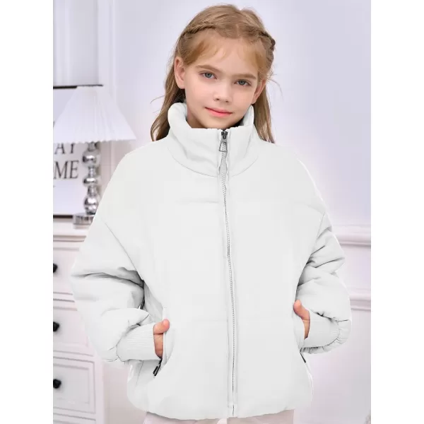 Haloumoning Girls Long Sleeve Zipper Puffer Jacket Quilted Full-Zip Lightweight Coat Winter Outerwear with Pockets 5-14 Years