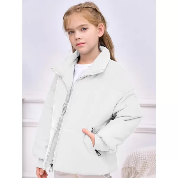 Haloumoning Girls Long Sleeve Zipper Puffer Jacket Quilted Full-Zip Lightweight Coat Winter Outerwear with Pockets 5-14 Years