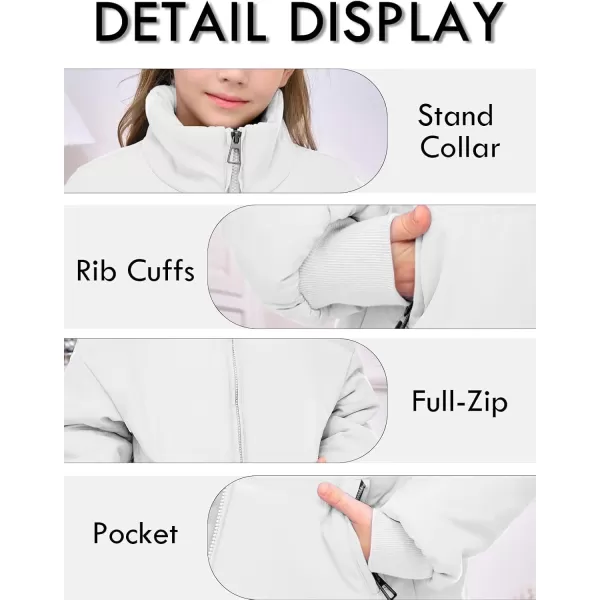 Haloumoning Girls Long Sleeve Zipper Puffer Jacket Quilted Full-Zip Lightweight Coat Winter Outerwear with Pockets 5-14 Years