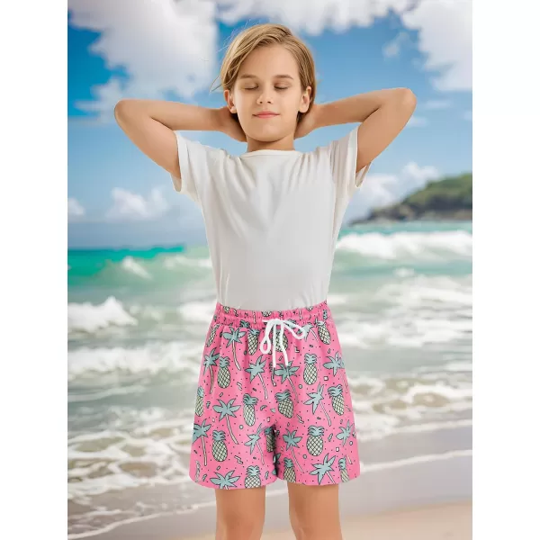 Haloumoning Boys Swim Trunks with Compression Liner Kids Cartoon Quick Dry Swim Shorts with Pockets 3-14 Years
