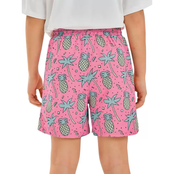 Haloumoning Boys Swim Trunks with Compression Liner Kids Cartoon Quick Dry Swim Shorts with Pockets 3-14 Years