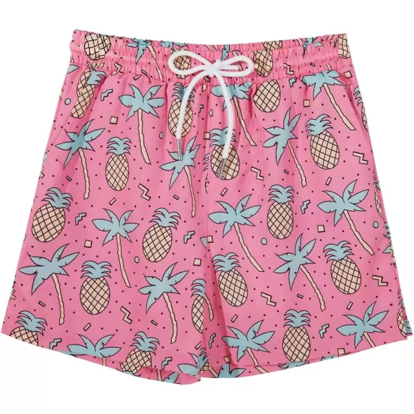 Haloumoning Boys Swim Trunks with Compression Liner Kids Cartoon Quick Dry Swim Shorts with Pockets 3-14 Years