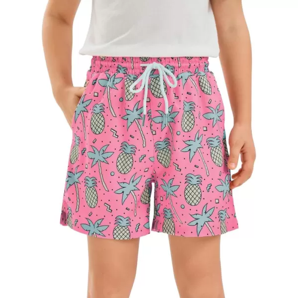 Haloumoning Boys Swim Trunks with Compression Liner Kids Cartoon Quick Dry Swim Shorts with Pockets 3-14 Years