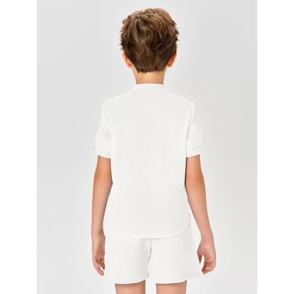 Haloumoning Boys 2 Piece Short Sets Tracksuit Quarter Zip T Shirts and Elastic Waist Shorts 5-14 Years