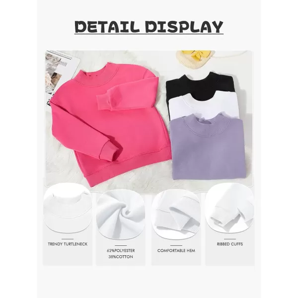 Haloumoning Girls Turtleneck Oversized Sweatshirts Kids Fashion Pullover Long Sleeve Top Clothes 5-14 years