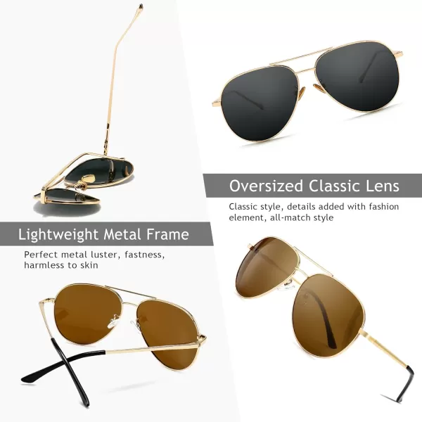 SUNGAIT Aviator Polarized Sunglasses UV400 Protection for Men Women Vintage Retro Style2 Pack Polarizedlightgold GraylightgoldBrown