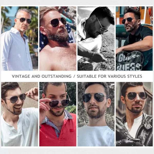 SUNGAIT Aviator Polarized Sunglasses UV400 Protection for Men Women Vintage Retro StyleLightgold FrameGray Lens  60