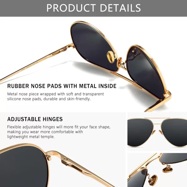 SUNGAIT Aviator Polarized Sunglasses UV400 Protection for Men Women Vintage Retro StyleLightgold FrameGray Lens  60