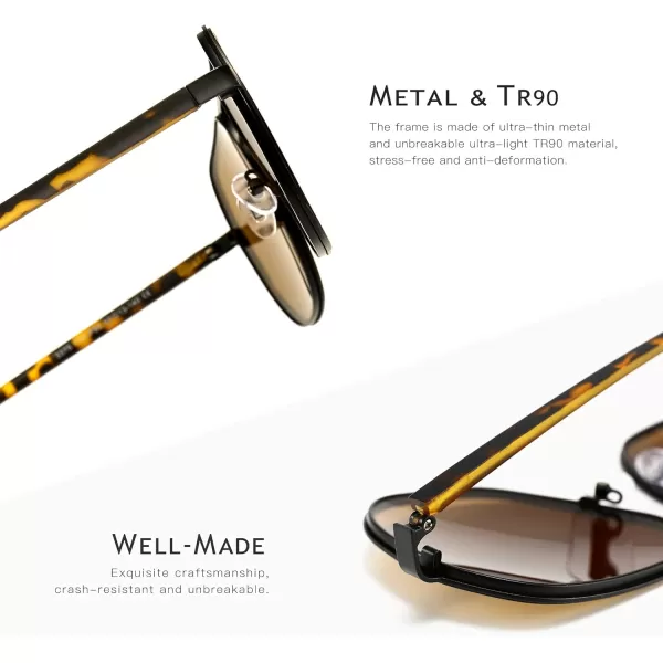 SUNGAIT Aviator Sunglasses for Men and Women Polarized Trendy Square Sun Glasses Retro Pilot Shades UV Protection2024 Amber FrameGold RimBrown Lens