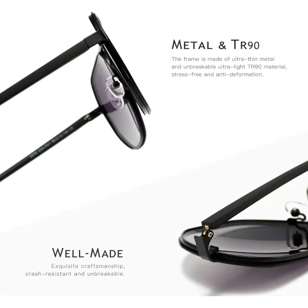 SUNGAIT Aviator Sunglasses for Men and Women Polarized Trendy Square Sun Glasses Retro Pilot Shades UV Protection2024 Black FrameBlack RimGradient Grey Lens