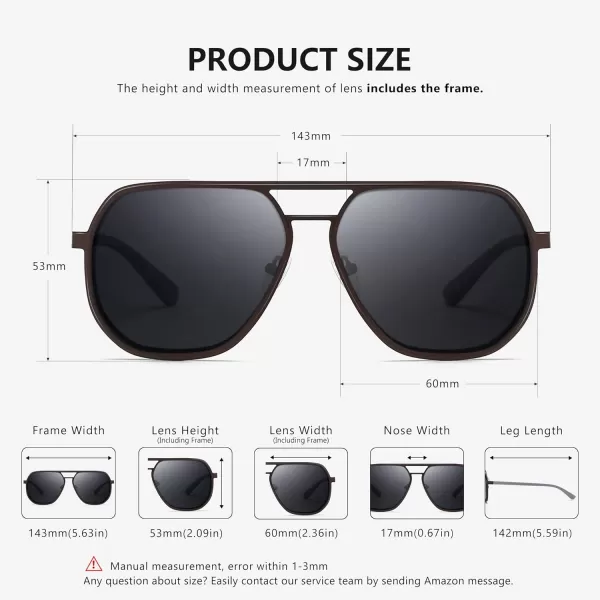 SUNGAIT Aviator Sunglasses for Men and Women Polarized Trendy Square Sun Glasses Retro Pilot Shades UV Protection2024 Matte Coffe FrameGray Lens