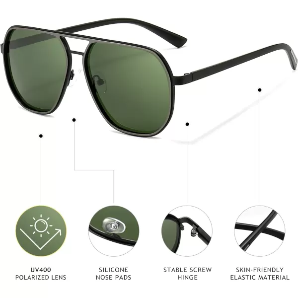 SUNGAIT Aviator Sunglasses for Men and Women Polarized Trendy Square Sun Glasses Retro Pilot Shades UV ProtectionBlackGradient Gray  GunmetalDark Green