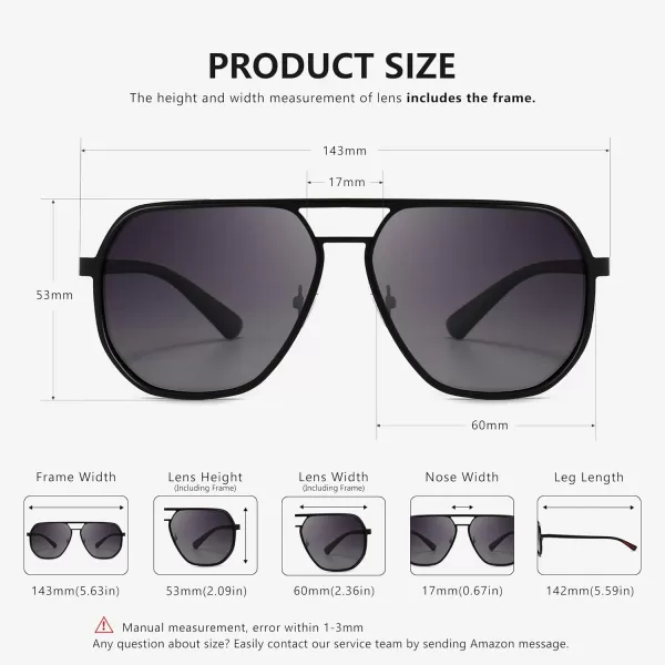 SUNGAIT Aviator Sunglasses for Men and Women Polarized Trendy Square Sun Glasses Retro Pilot Shades UV ProtectionBlackGradient Gray  SilverBlue