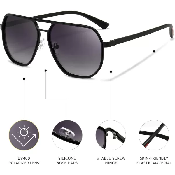 SUNGAIT Aviator Sunglasses for Men and Women Polarized Trendy Square Sun Glasses Retro Pilot Shades UV ProtectionBlackGradient Gray  SilverBlue