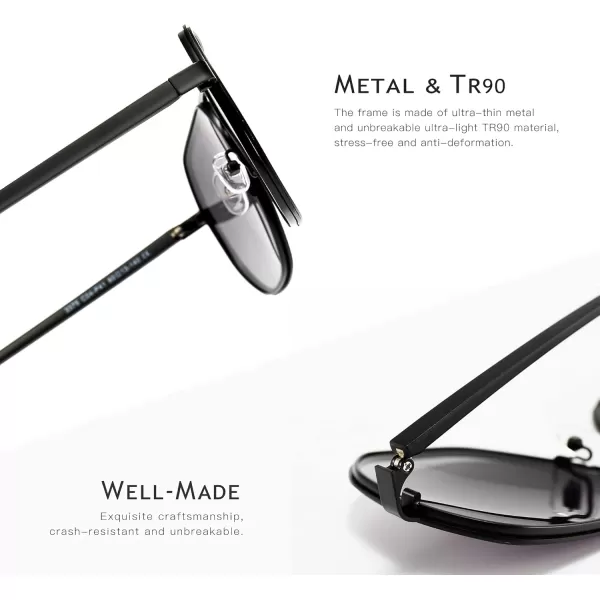 SUNGAIT Aviator Sunglasses for Men and Women Polarized Trendy Square Sun Glasses Retro Pilot Shades UV ProtectionBlackGradient Grey  AmberBrown