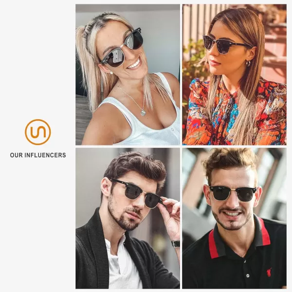 SUNGAIT Classic Half Frame Retro Sunglasses with Polarized LensBlack Framematte FinishPolarized Grey Lens