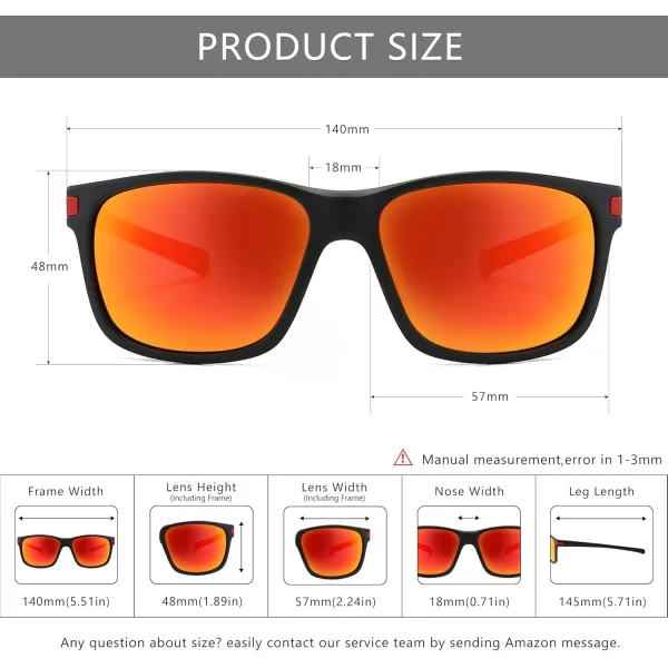 SUNGAIT Classic Square Polarized Sunglasses For Men Women Horn Rimmed Design Black Matte Finish Transparent Red FrameTangerine Lens K158HEIHOKHO