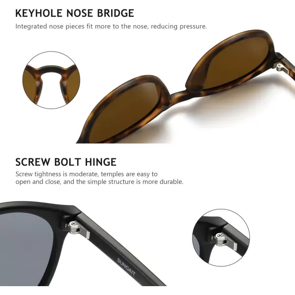 SUNGAIT Classic Vintage Round Polarized Sunglasses for Women Men Retro Style UV4002 Pack Polarized Amber Frame Brown Lensblack Frame Grey Lens