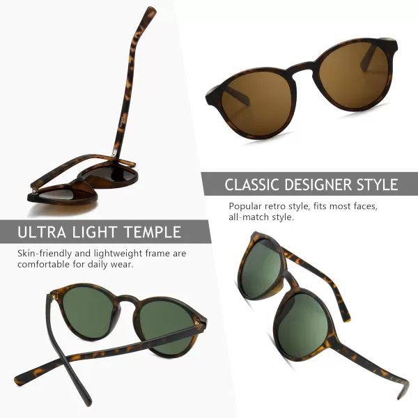 SUNGAIT Classic Vintage Round Polarized Sunglasses for Women Men Retro Style UV4002 Pack Polarized AmberBrown AmberGreen