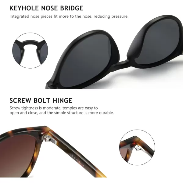 SUNGAIT Classic Vintage Round Polarized Sunglasses for Women Men Retro Style UV4002 Pack Polarized BlackGrey LeopardBrown Gradient