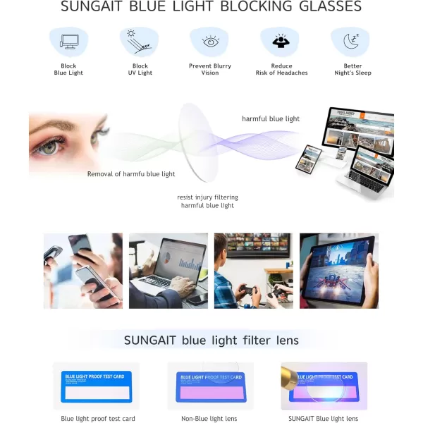 SUNGAIT Fashion Cat Eye Blue Light Blocking Glasses for Women Anti Eye Strain ampamp Glare 400 UV Computer Eyeglasses
