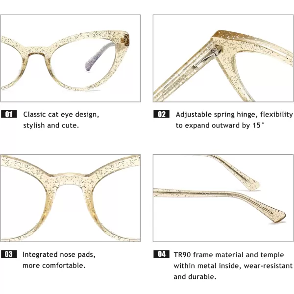 SUNGAIT Fashion Cat Eye Blue Light Blocking Glasses for Women Anti Eye Strain ampamp Glare 400 UV Computer Eyeglasses