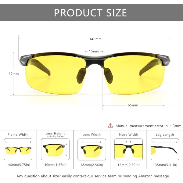 SUNGAIT HD Polarized AntiGlare Safety Sunglasses for Night Driving UV ProtectionGunmetal FrameNight Lens 8177QKYS