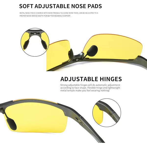 SUNGAIT HD Polarized AntiGlare Safety Sunglasses for Night Driving UV ProtectionGunmetal FrameNight Lens 8177QKYS