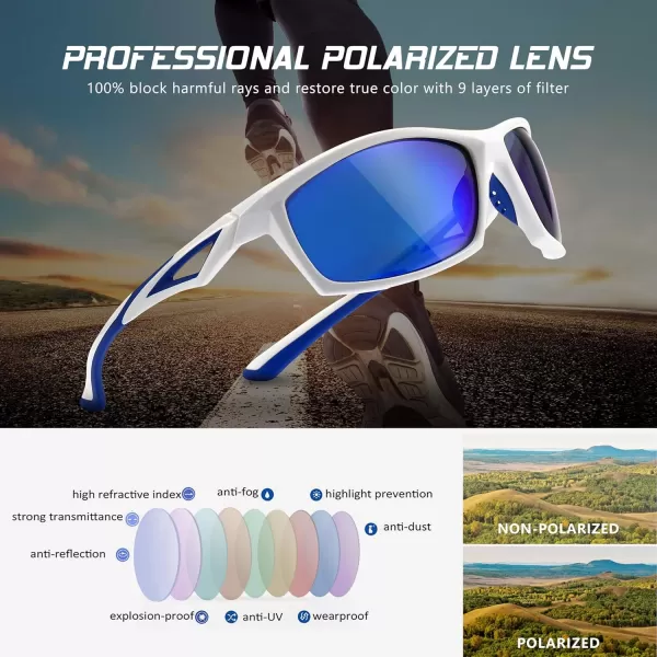 SUNGAIT Mens Sports Polarized Sunglasses Cycling Driving Fishing 100 UV Protection