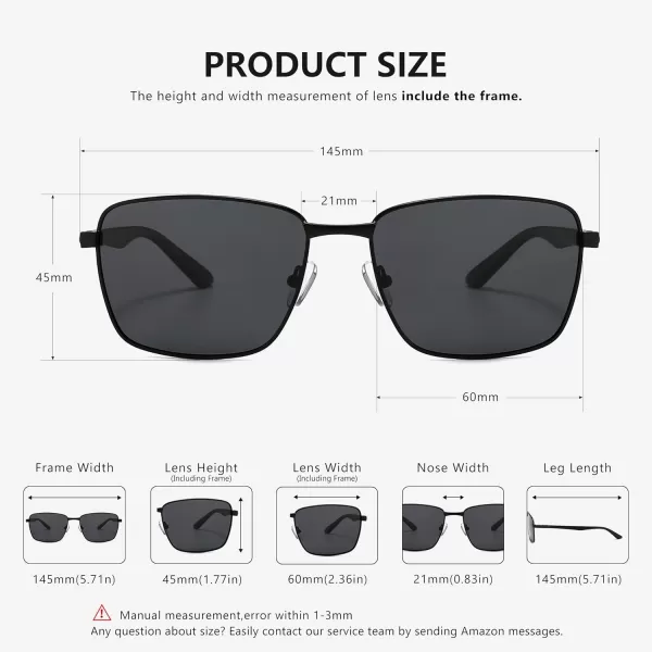 SUNGAIT Mens Ultra Light Polarized Sunglasses Square Full Metal Frame for Men