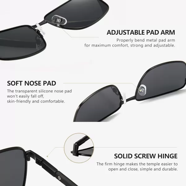 SUNGAIT Mens Ultra Light Polarized Sunglasses Square Full Metal Frame for Men