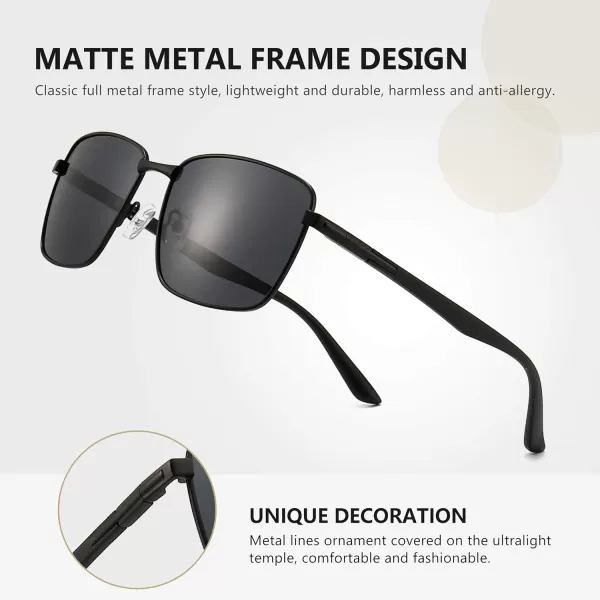 SUNGAIT Mens Ultra Light Polarized Sunglasses Square Full Metal Frame for Men