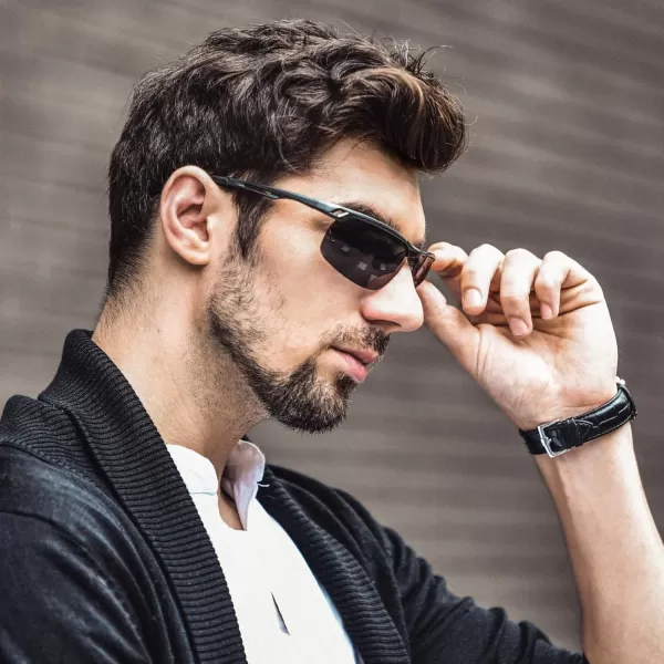 SUNGAIT Mens Women Polarized Sports Sunglasses Baseball Fishing Driving Sunglasses AlMg Frame UV400 ProtectionBlack FrameGray Lens