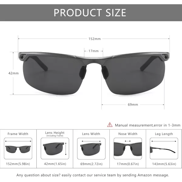 SUNGAIT Mens Women Polarized Sports Sunglasses Baseball Fishing Driving Sunglasses AlMg Frame UV400 ProtectionGunmetal FrameGray Lens