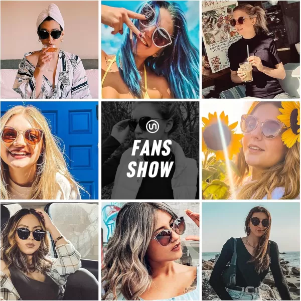 SUNGAIT Oversized Vintage Polarized Cat Eye Sunglasses for Women UV400Transparent Brown FrameLightbrown Lens