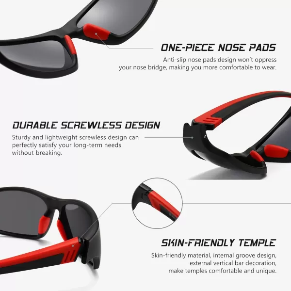 SUNGAIT Polarized Sports Sunglasses For men Unbreakable UV protection Square Glasses Black Framematte FinishPolarized Grey LensK110SHKHU