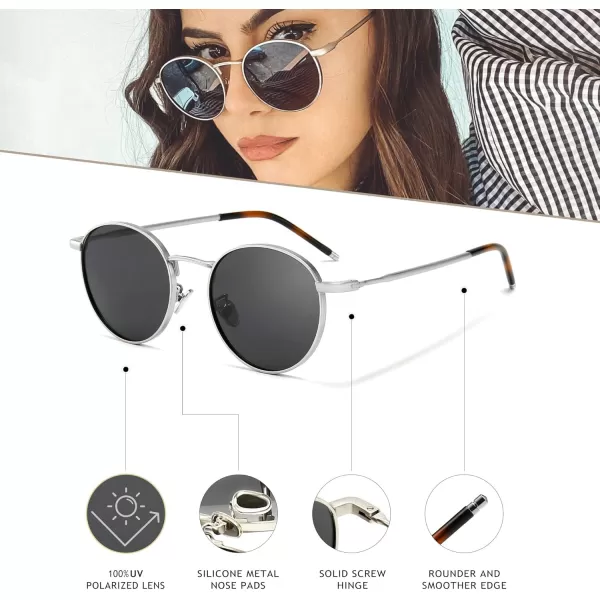 SUNGAIT Ponderable Metal Round Sunglasses for Men Women Classic Vintage Polarized Circle Sun Glasses2 Pack Polarized BlackGraysilver Gray