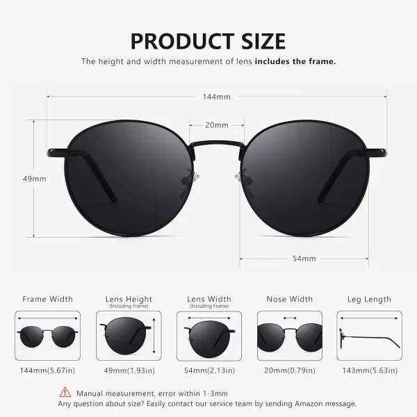 SUNGAIT Ponderable Metal Round Sunglasses for Men Women Classic Vintage Polarized Circle Sun Glasses2 Pack Polarized GoldGrayblackGray