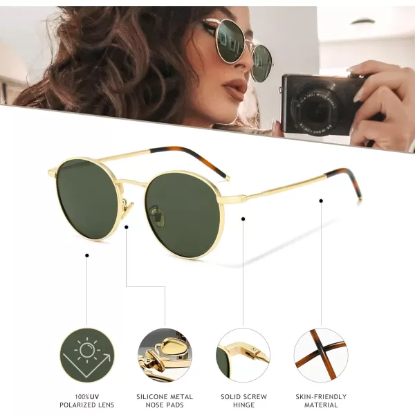 SUNGAIT Ponderable Metal Round Sunglasses for Men Women Classic Vintage Polarized Circle Sun Glasses2 Pack PolarizedgoldGreengoldBrown